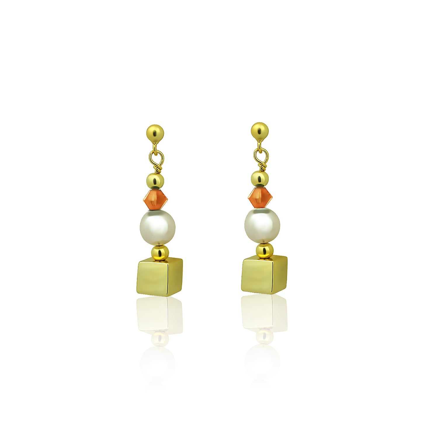 Сребърни обеци Swarovski BELLONA Mini с бял родий и кристал в цвят шампанско