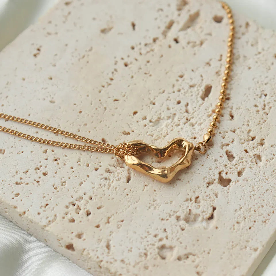 Stainless steel necklace with 18k gold plating Heart