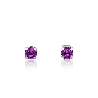 Silver earrings Swarovski CLASSIC SOLITAIRE purple