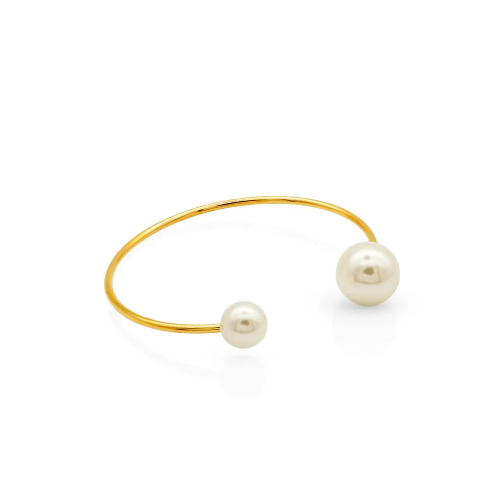 Stainless steel bracelet with 18k gold plating Pearls