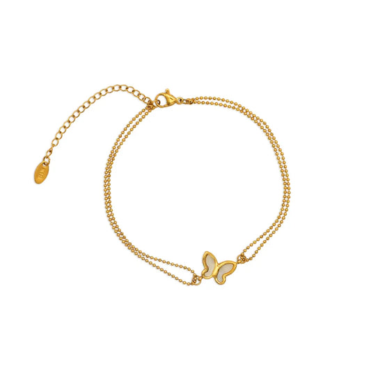 18K Gold Plated Butterfly Stainless Steel Anklet