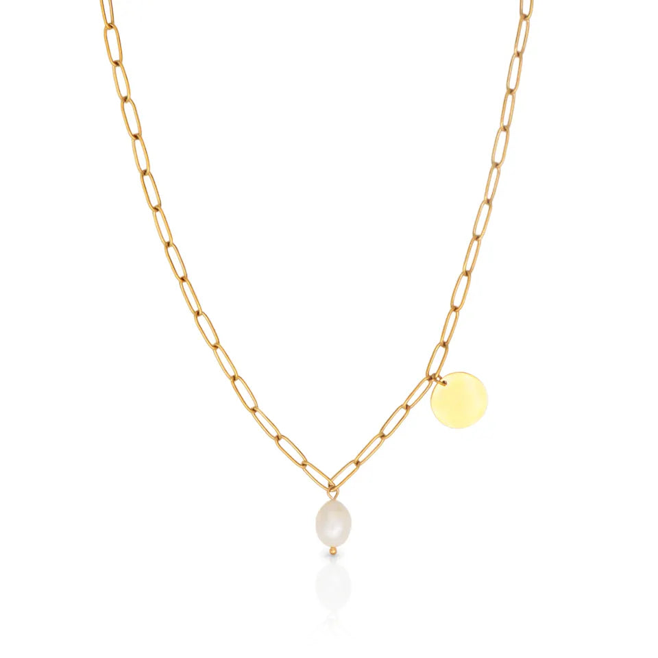 Stainless steel necklace with 18k gold plating Life