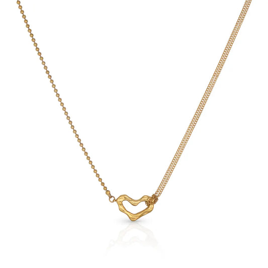 Stainless steel necklace with 18k gold plating Heart