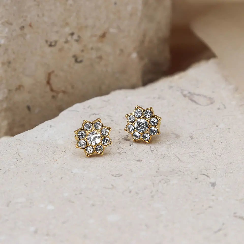 Stainless steel earrings with 18k gold plating Flower