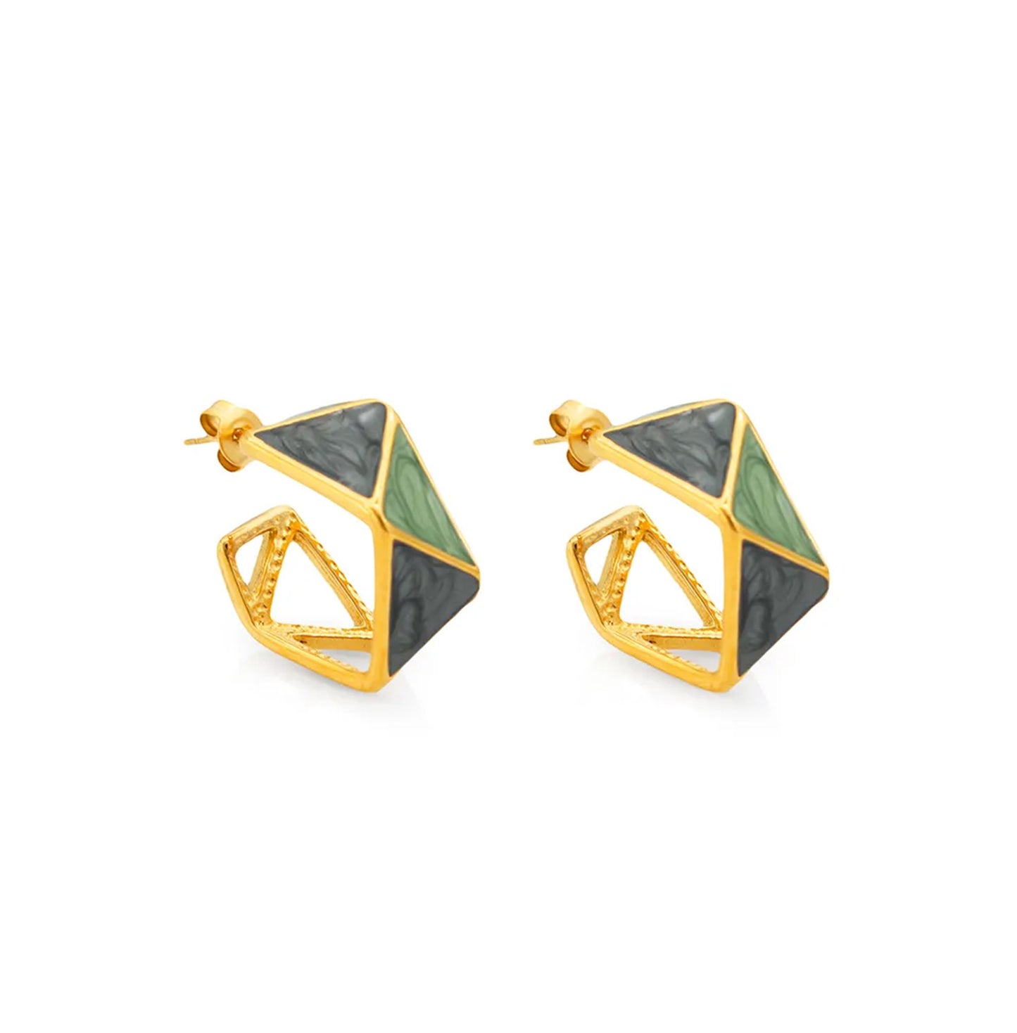 Stainless steel earrings with 18k gold plating Illusion