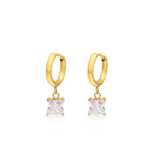 Stainless steel earrings with 18k gold plating White Illusion