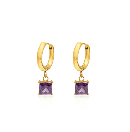 Stainless steel earrings with 18k gold plating Purple Illusion