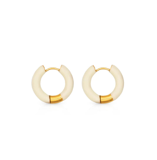 Stainless steel hoop earrings with 18k gold plating White Mirage