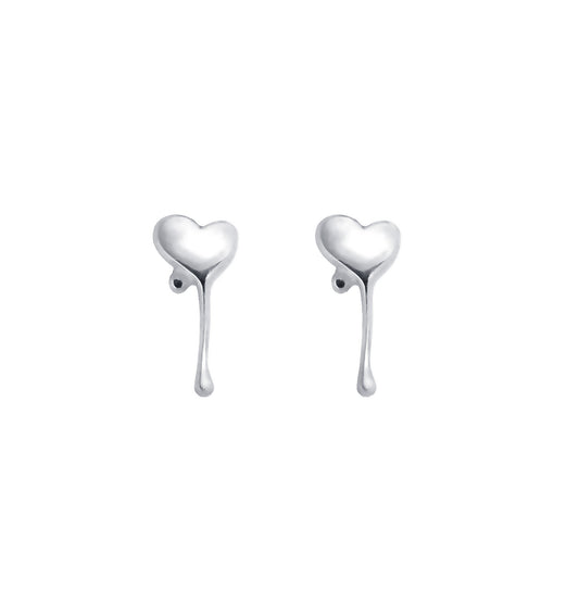 18K Gold Plated Stainless Steel Earrings Molten White Heart