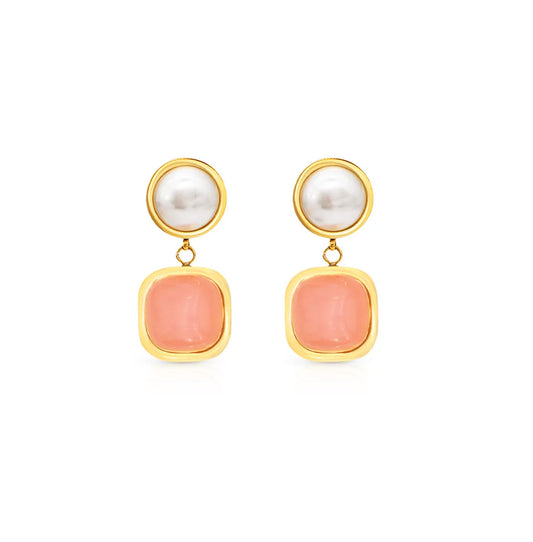 Stainless steel earrings with 18k gold plating Pink tenderness