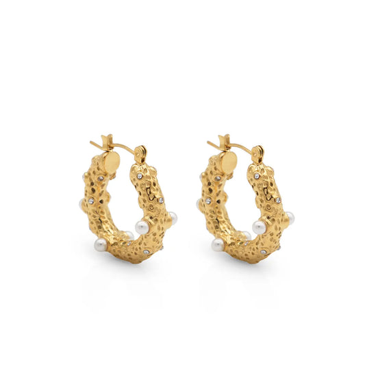 Stainless steel hoop earrings with 18k gold plating Fragility