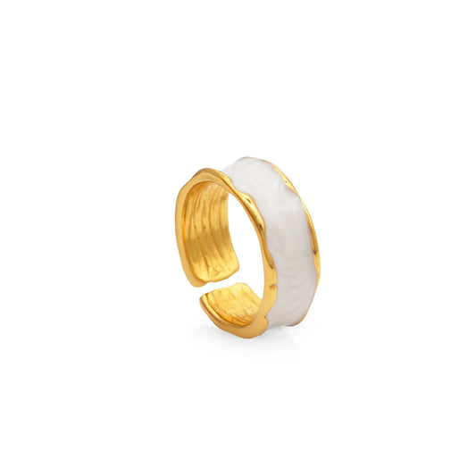 Stainless steel ring with 18k gold plating White light