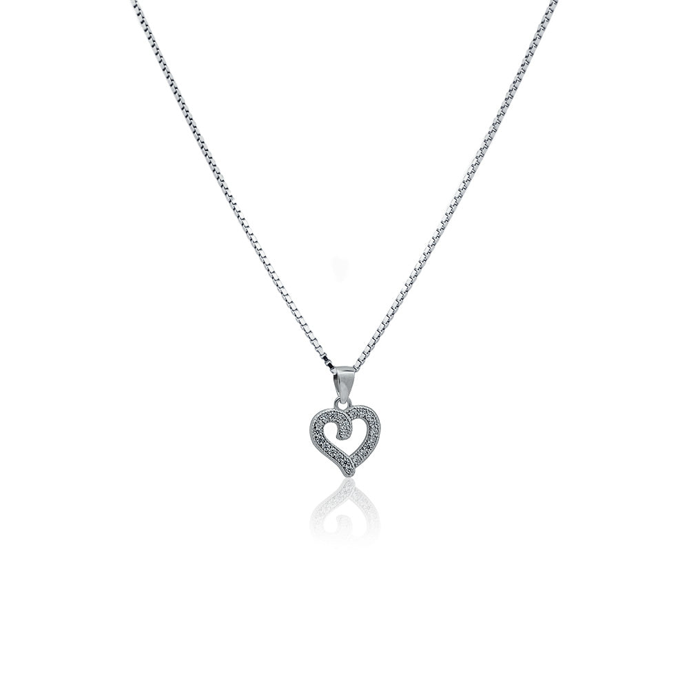 Fine heart silver necklace