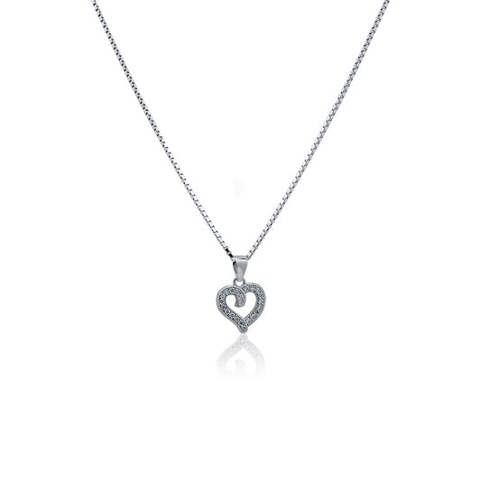 Fine heart silver necklace