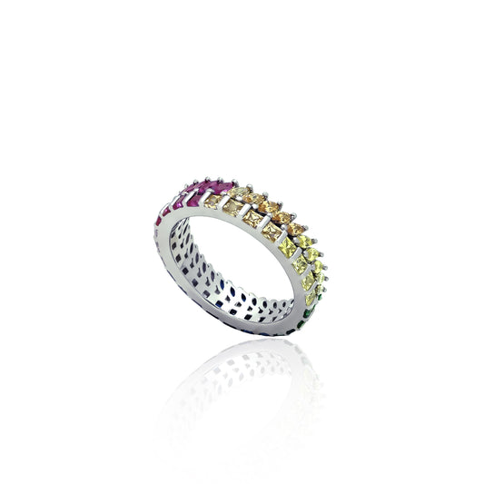 Color infinity silver ring