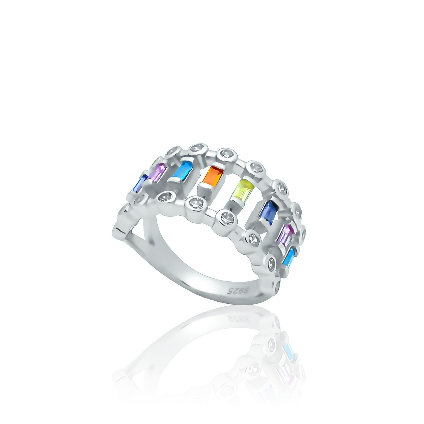 Rainbow silver ring