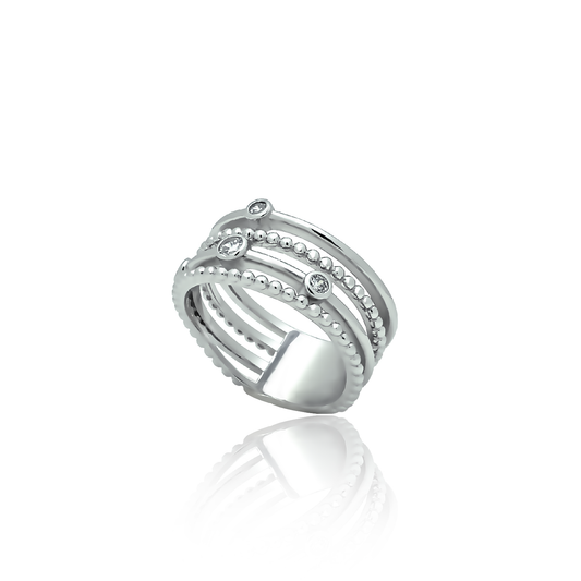 Crystal Grace Silver Ring