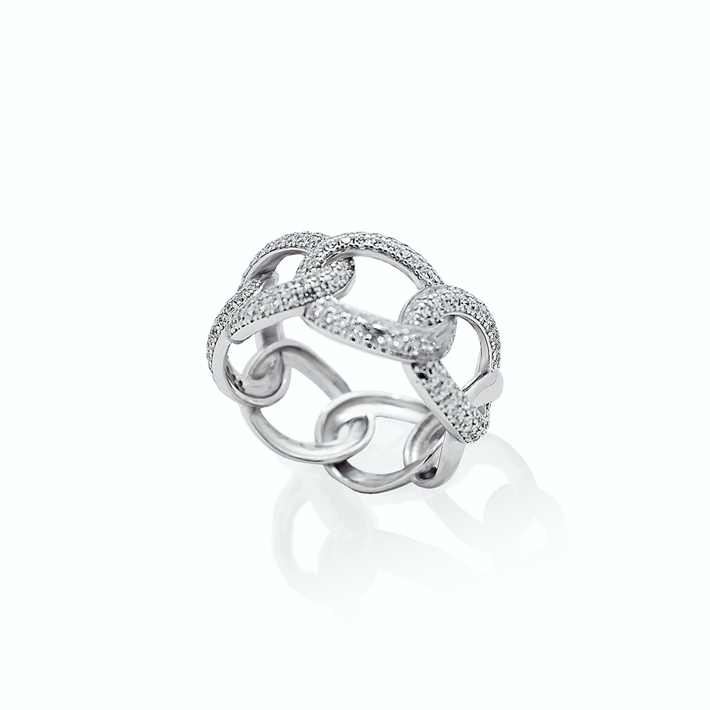 Silver Ring Crystal Rope