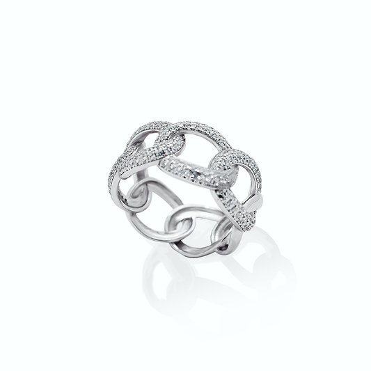 Silver Ring Crystal Rope