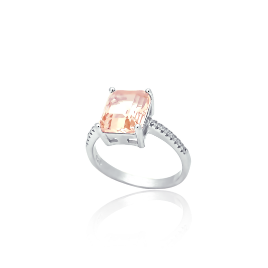 Silver ring with natural stone Pink charm