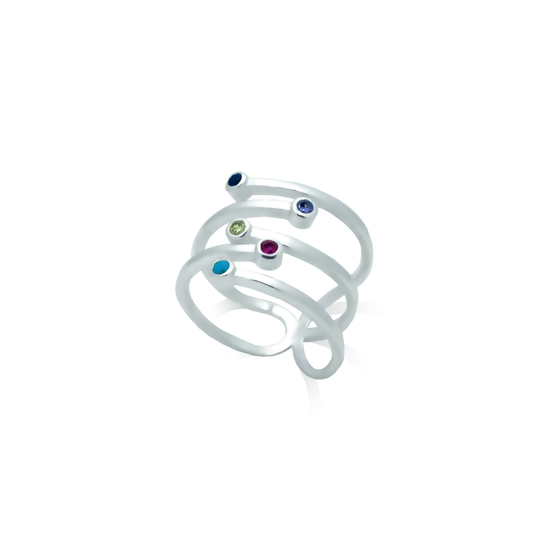 Silver ring Colored spiral