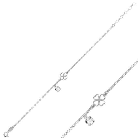 Сребърна гривна Swarovski CLOVER с бял родий