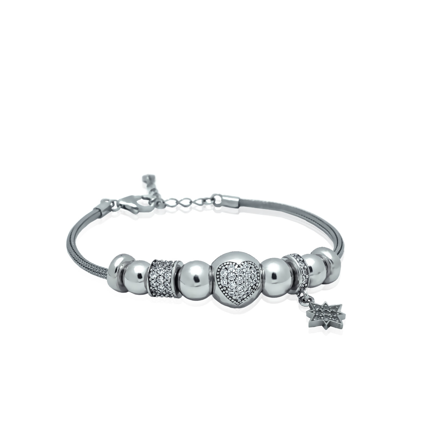 Silver bracelet with talismans Adoration