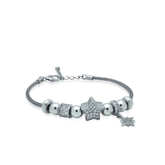 Silver bracelet with talismans Respect