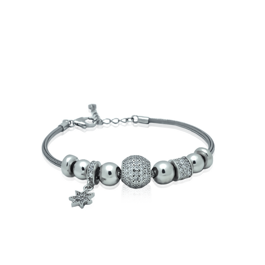 Silver bracelet with talismans Respect