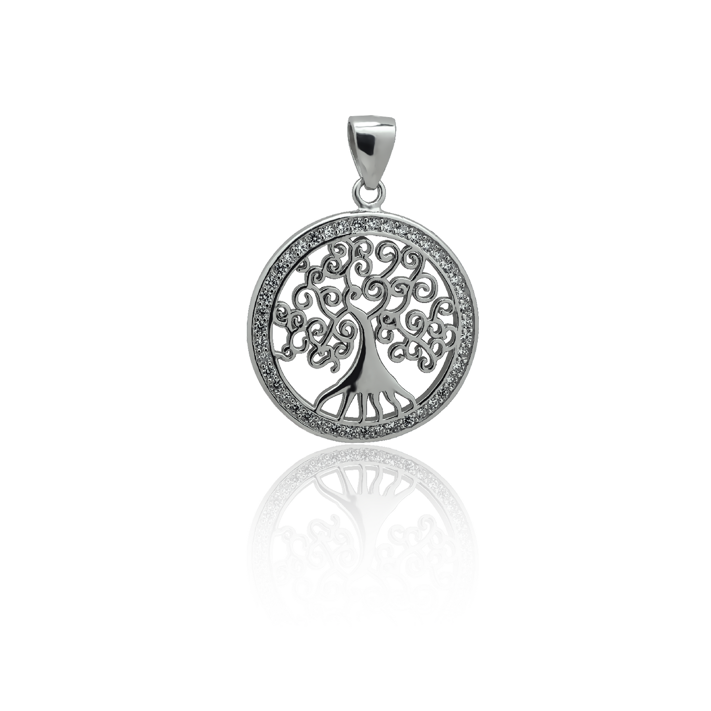 Silver Pendant Crystal Tree