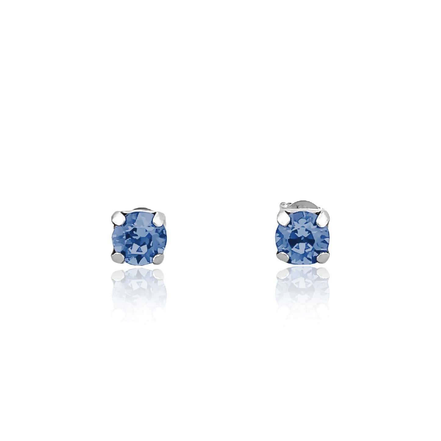 Silver earrings Swarovski CLASSIC SOLITAIRE deep blue