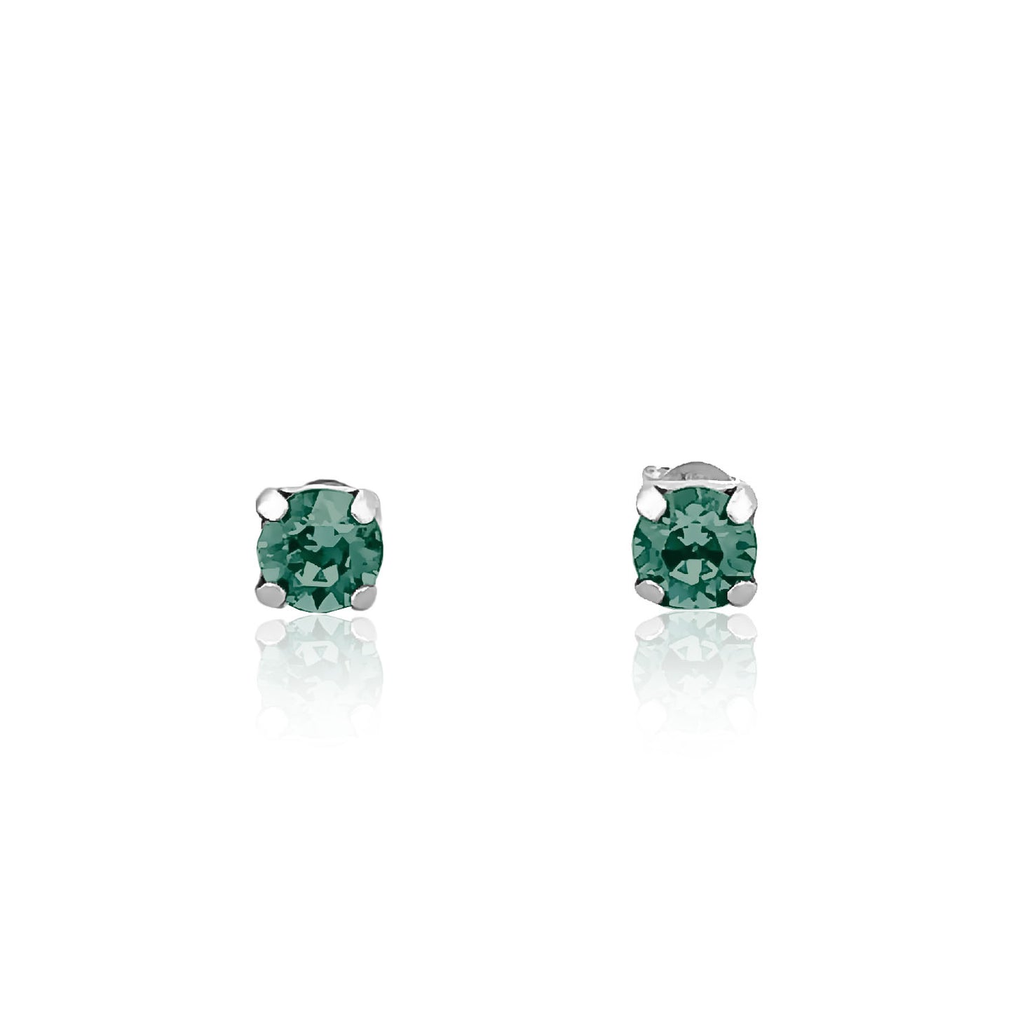 Silver earrings Swarovski CLASSIC SOLITAIRE deep green