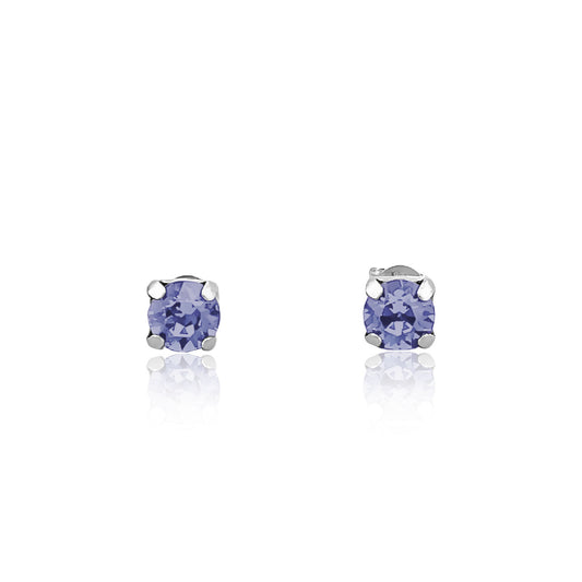 Swarovski CLASSIC SOLITAIRE Silver Earrings Blue Orchid