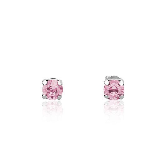 Silver earrings Swarovski CLASSIC SOLITAIRE light pink