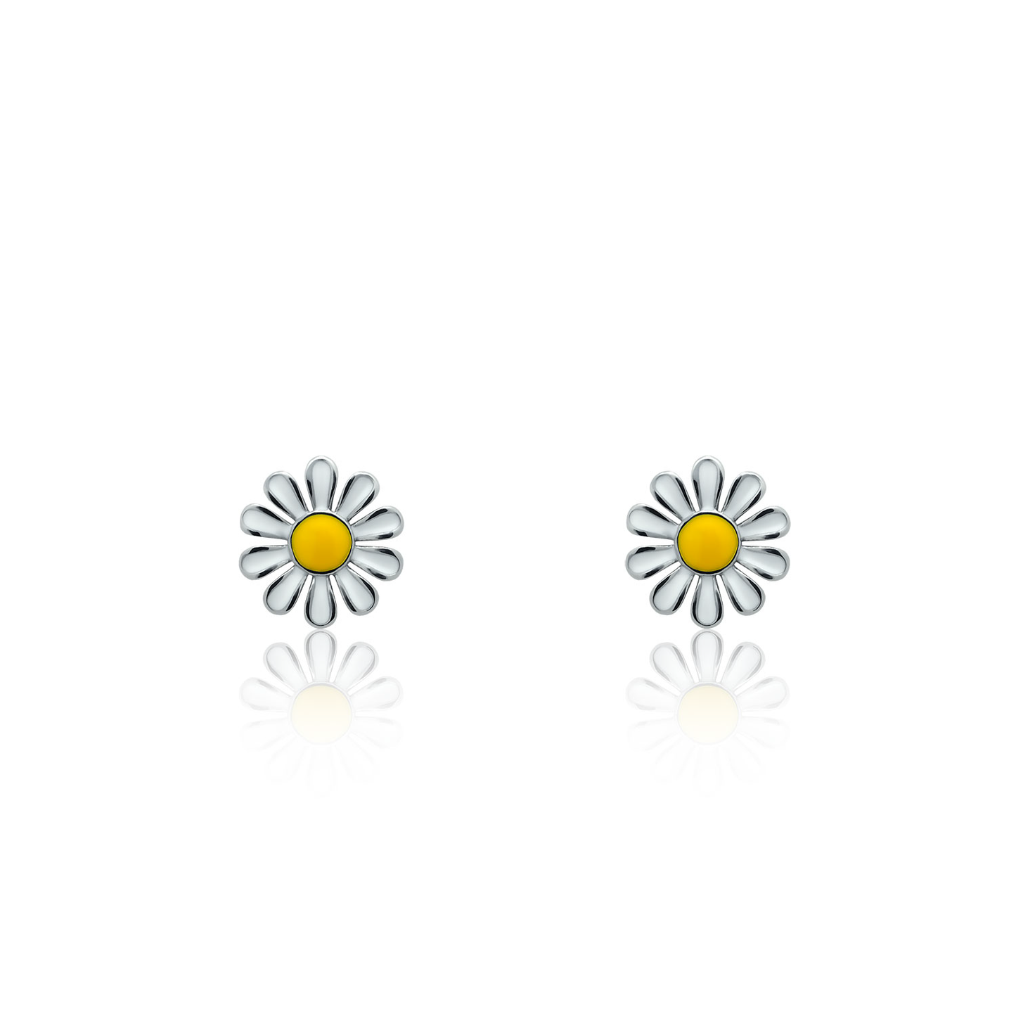 Silver earrings White flower