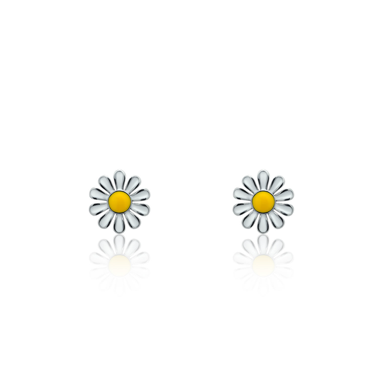 Silver earrings White flower