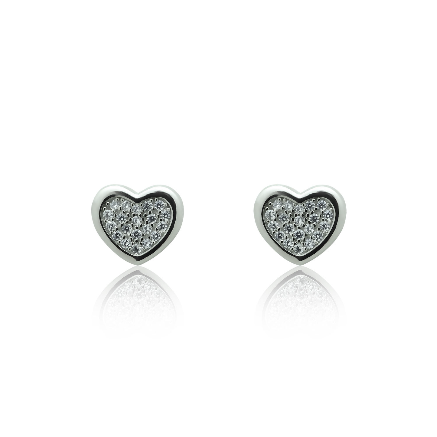 Silver earrings Shiny heart