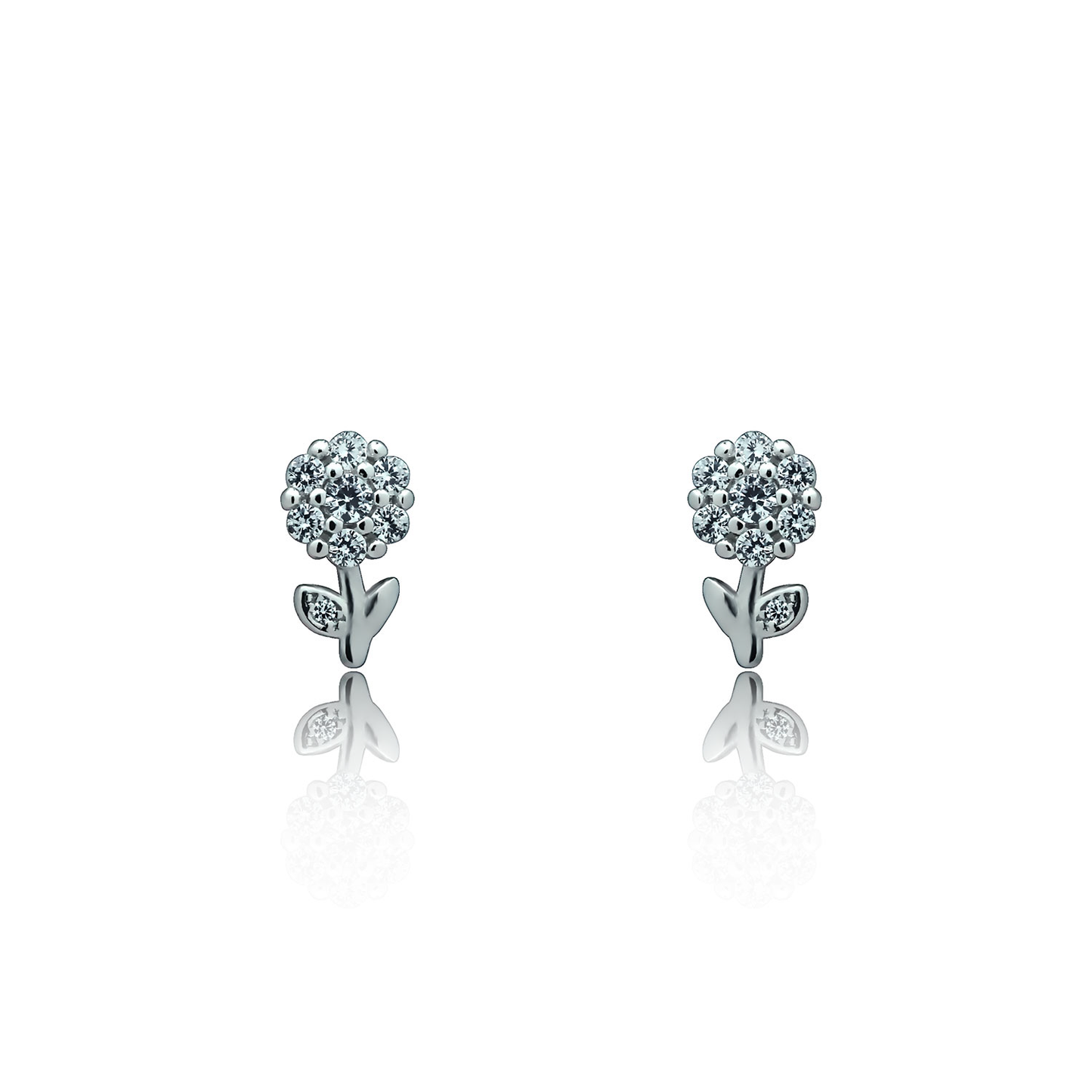 Silver earrings Sparkling flowers