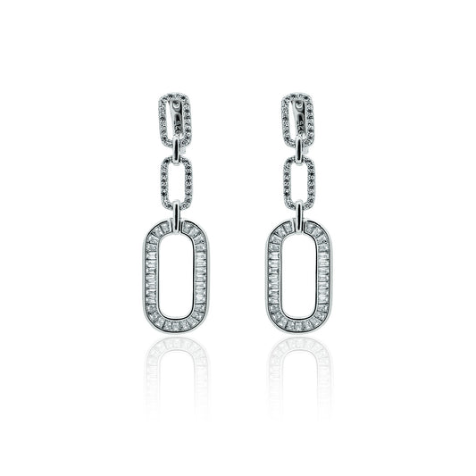 Ellipse silver dangling earrings