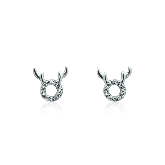 Silver earrings Playful deers