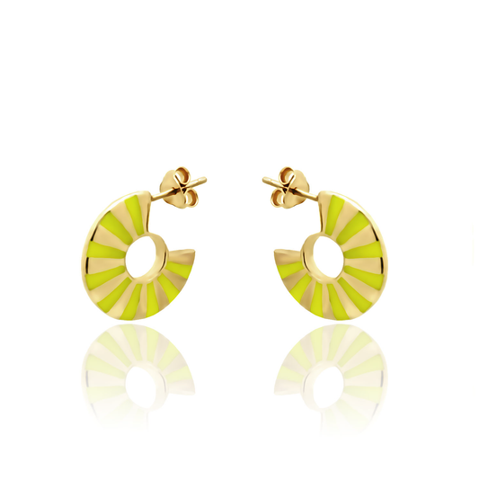 Silver earrings Yellow light