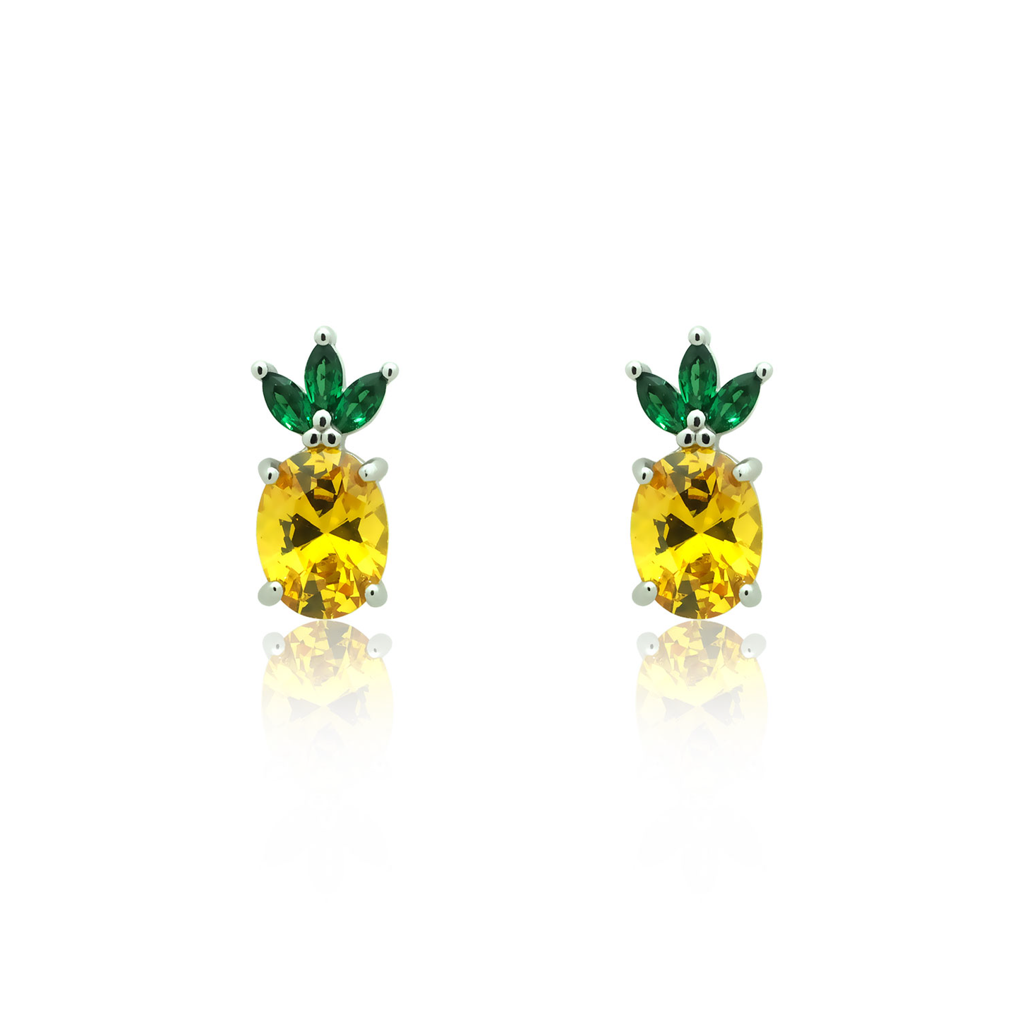 Silver earrings Crystal pineapple