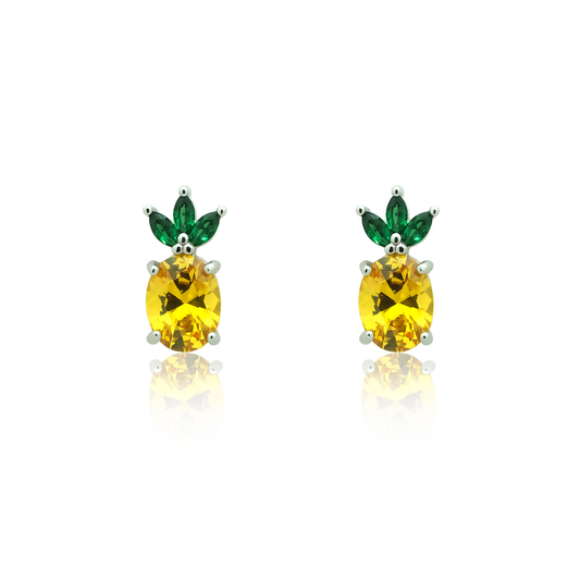 Silver earrings Crystal pineapple