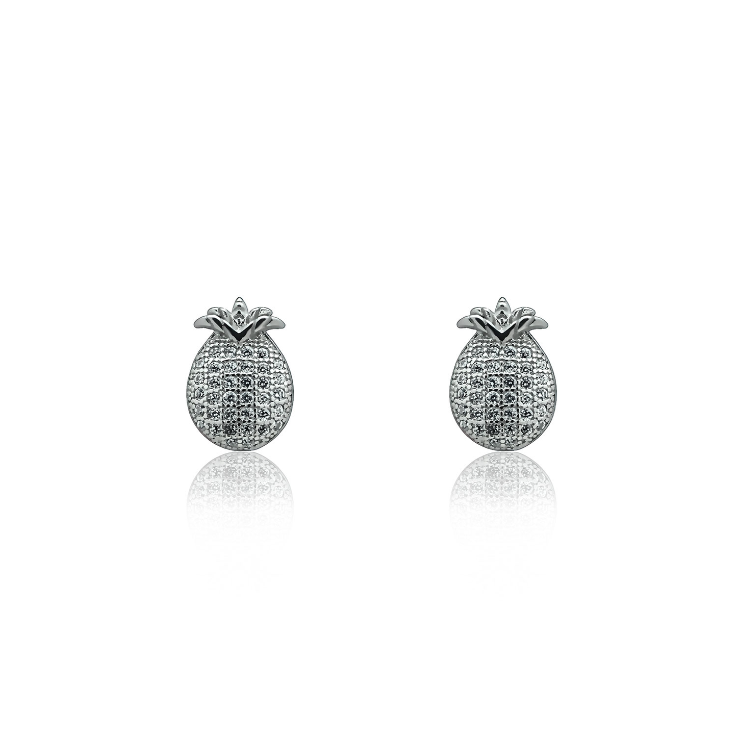 Silver earrings Crystal pineapples