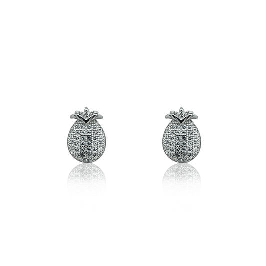 Silver earrings Crystal pineapples