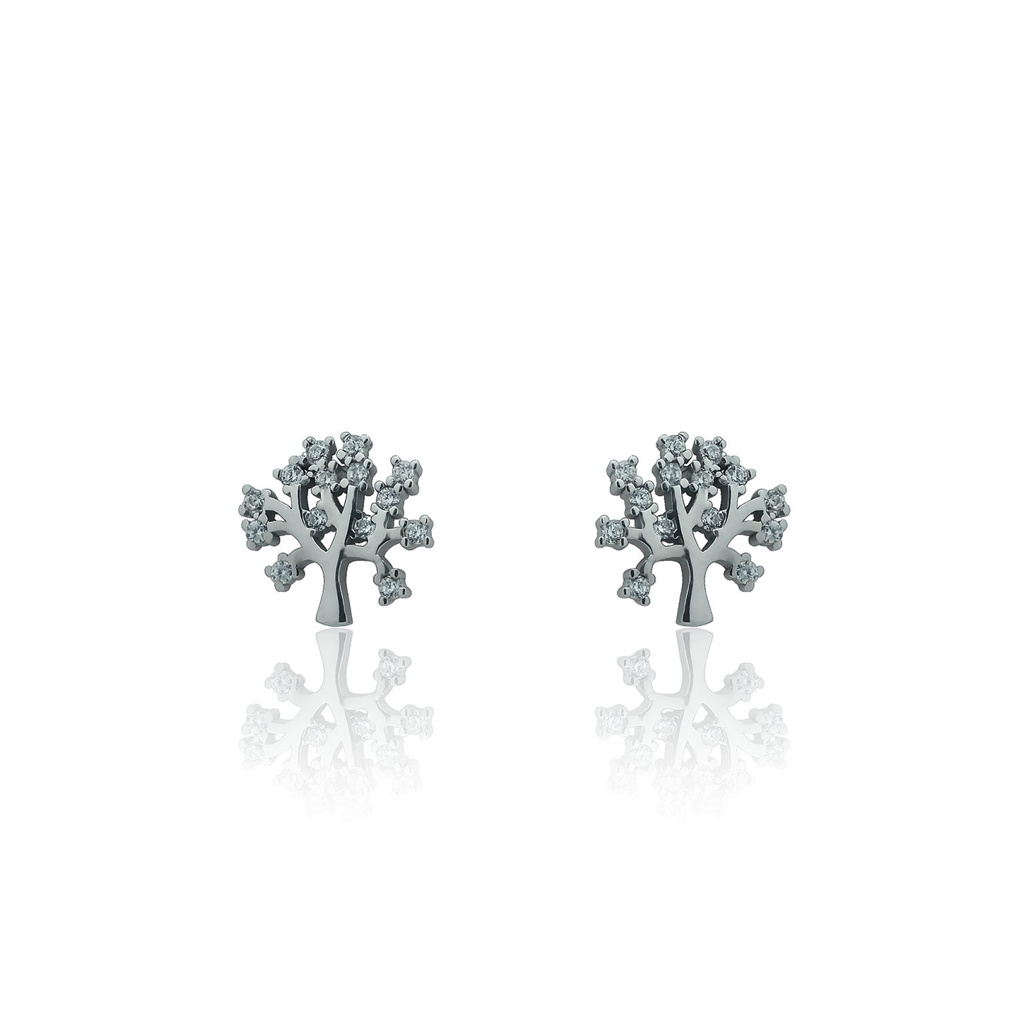 Silver earrings Crystal tree