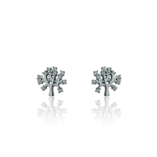 Silver earrings Crystal tree