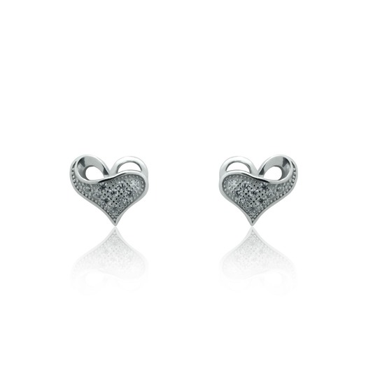 Crystal Heart Silver Earrings