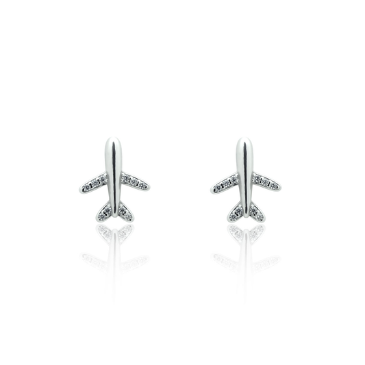 Silver earrings Airplane