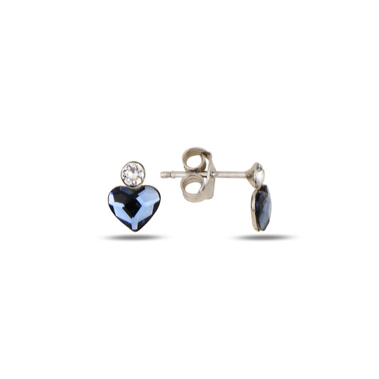 Swarovski BELLONA Mini Silberohrringe mit weißem Rhodium und blauem Kristall